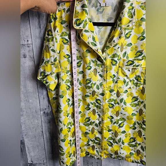 Boden Short Sleeve Pyjama Shirt - Lemon Vine 16/18 - Picture 10 of 11
